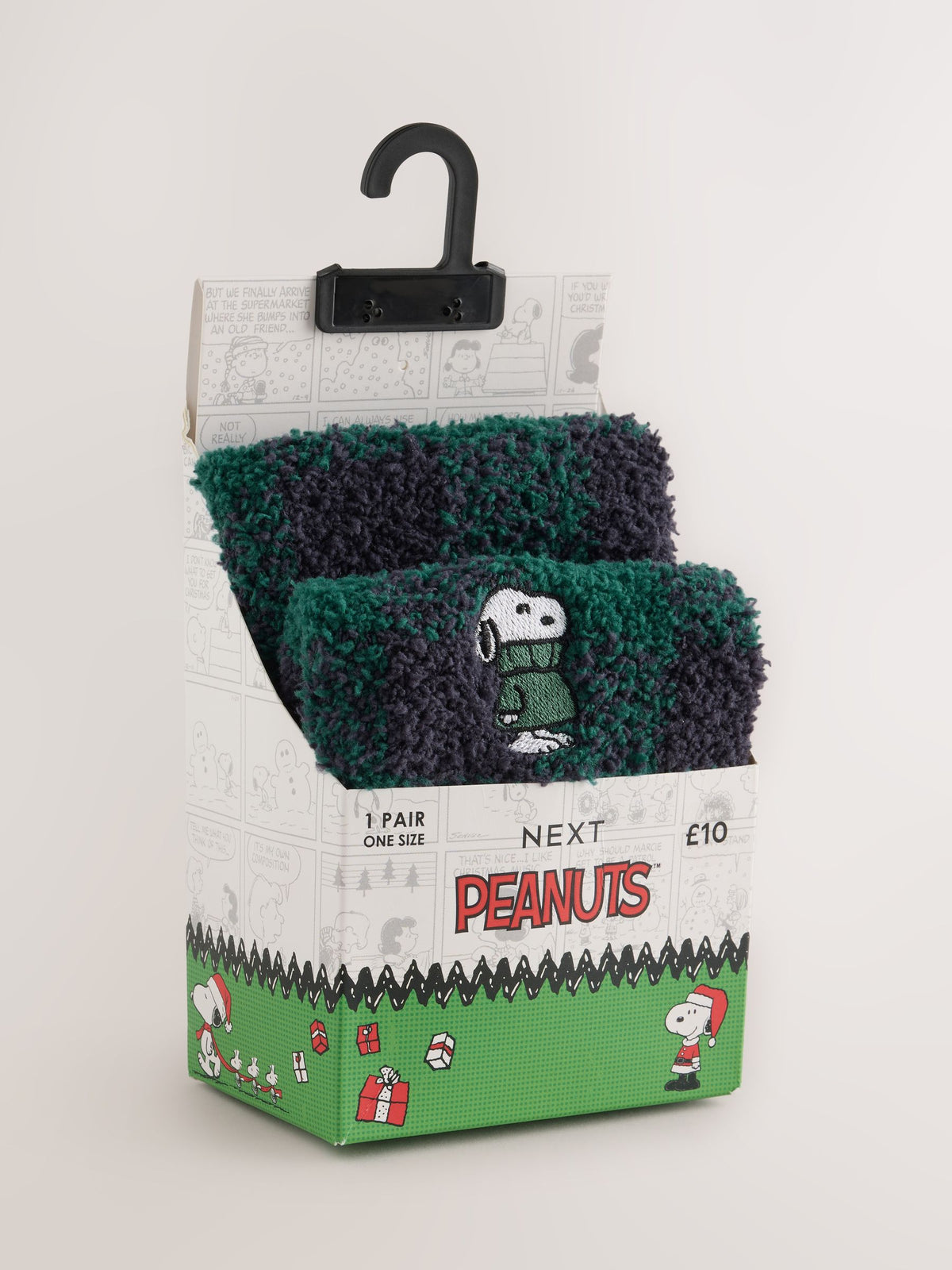Green Check Snoopy Fluffy Novelty Socks in Box 1 Pack - image 7