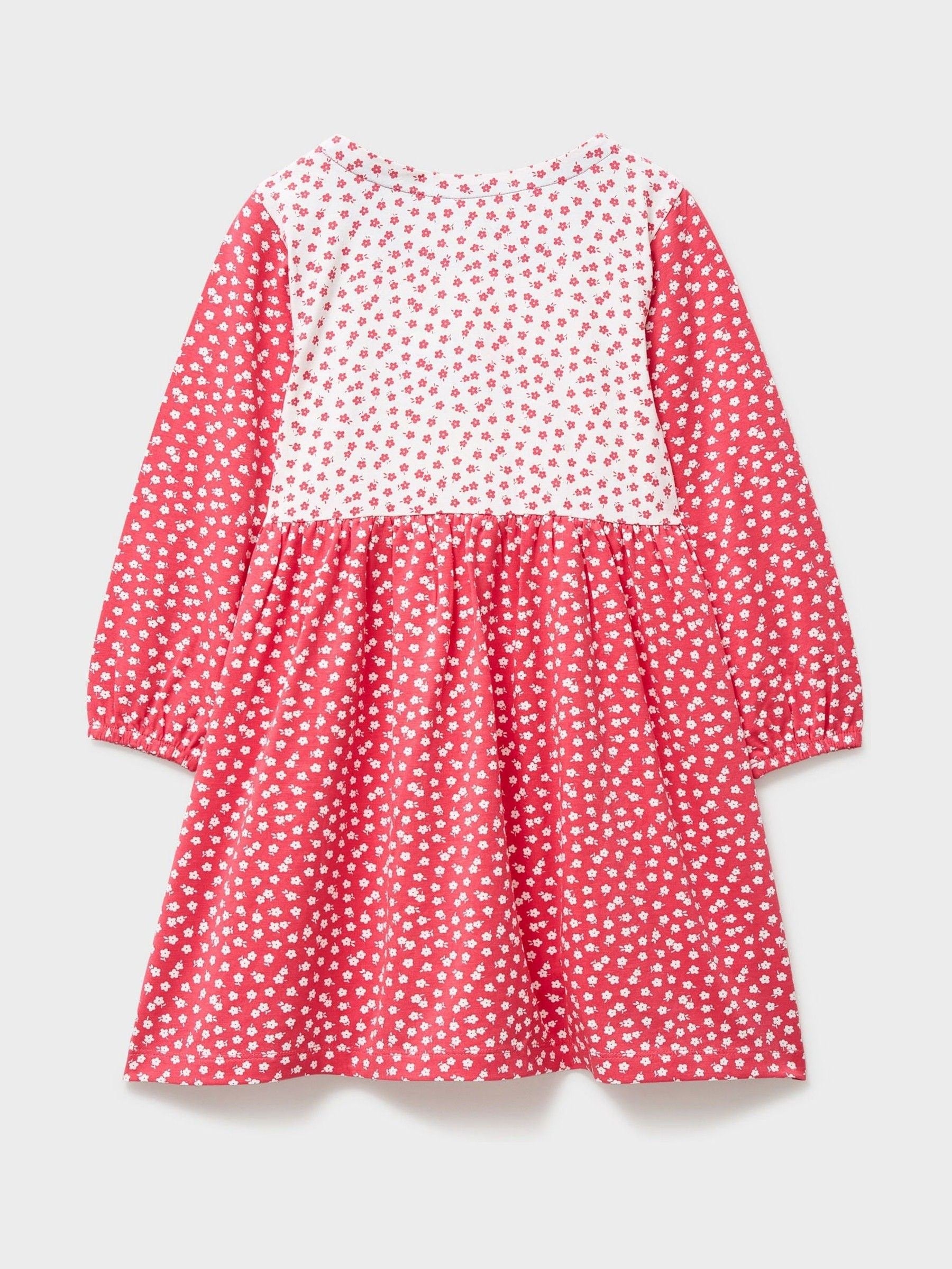 Crew Clothing Pink Floral Printed Bow Detailed Jersey Dress image 2
