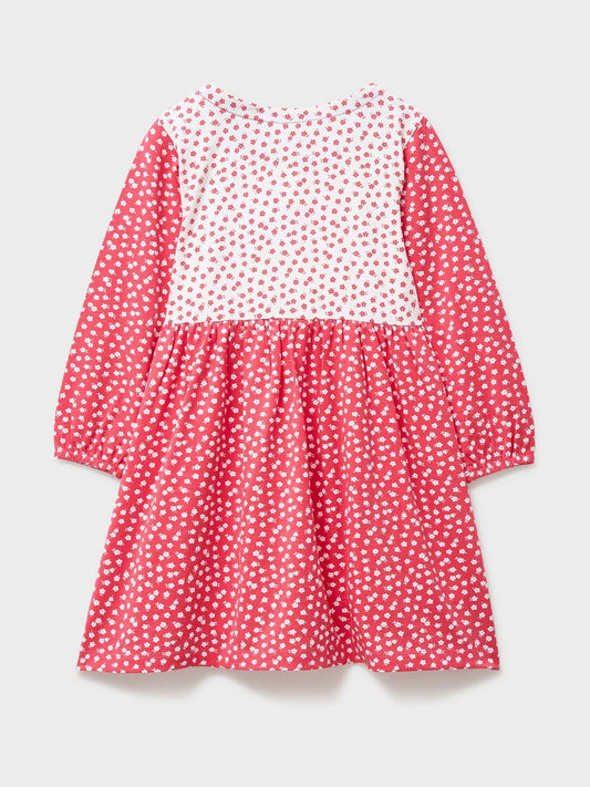 Crew Clothing Pink Floral Printed Bow Detailed Jersey Dress image 2