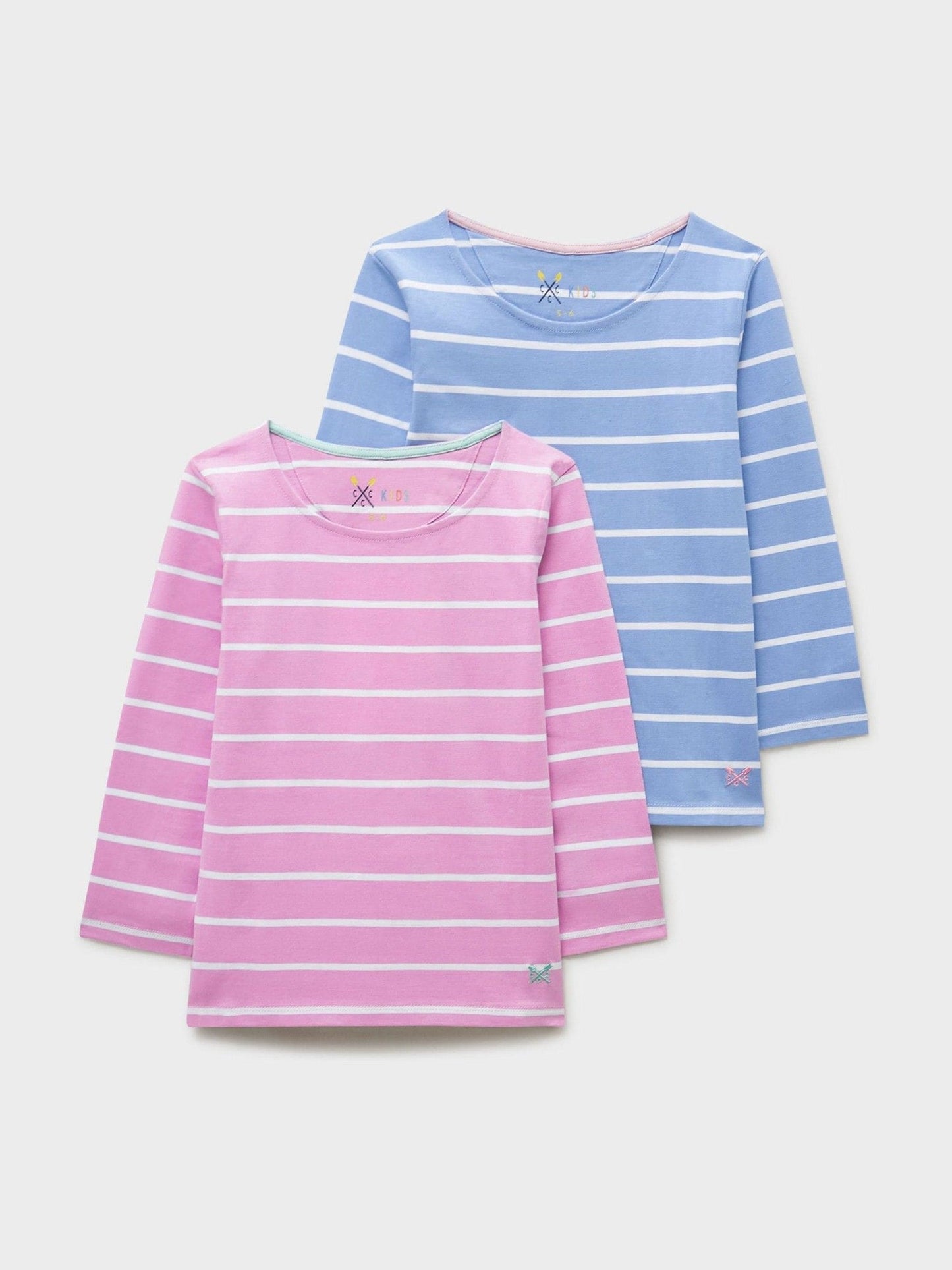 Dsiney Kidz - Crew Clothing Purple Striped Cotton Breton Tops 2 Pack image 1