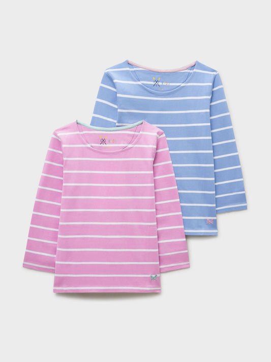 Dsiney Kidz - Crew Clothing Purple Striped Cotton Breton Tops 2 Pack image 1