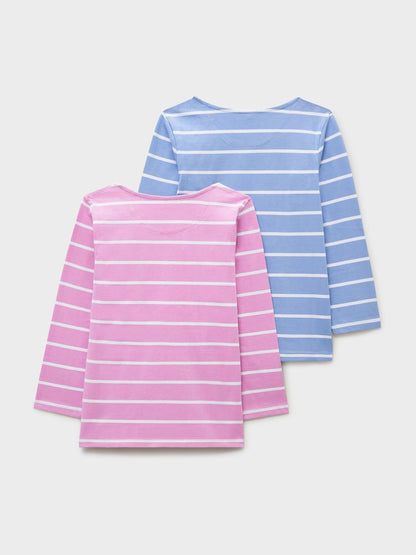 Dsiney Kidz - Crew Clothing Purple Striped Cotton Breton Tops 2 Pack image 2