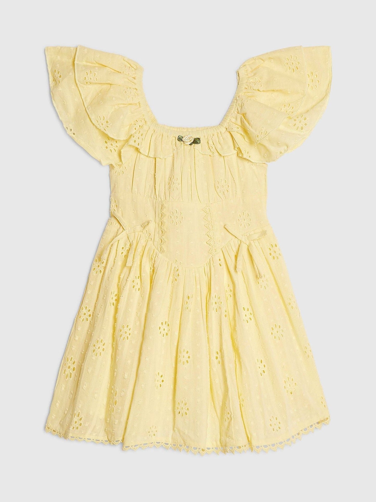 Dsiney Kidz - River Island Yellow Broderie Rosette Dress image 1