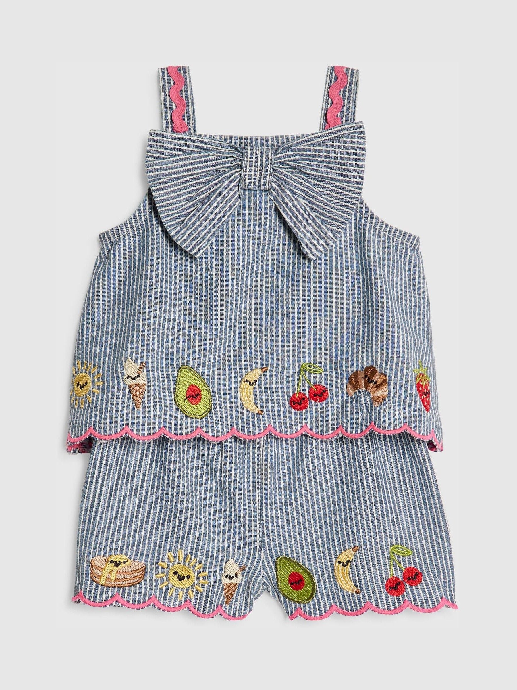 River Island Blue Stripe Fruits Abbie Rosie Cami Top & Shorts Set image 4
