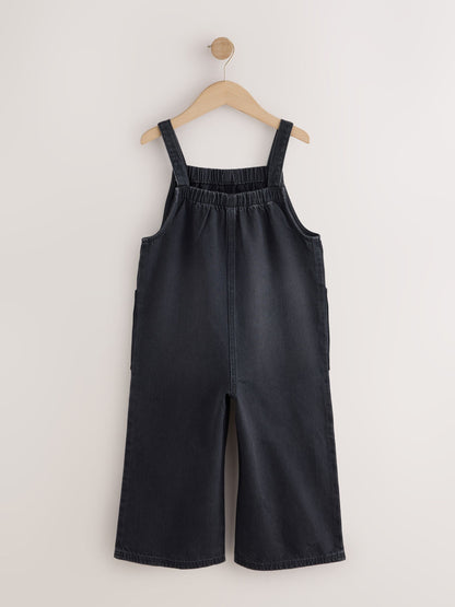 Charcoal Grey Velvet Bow Dungarees (3-16yrs) - image 5