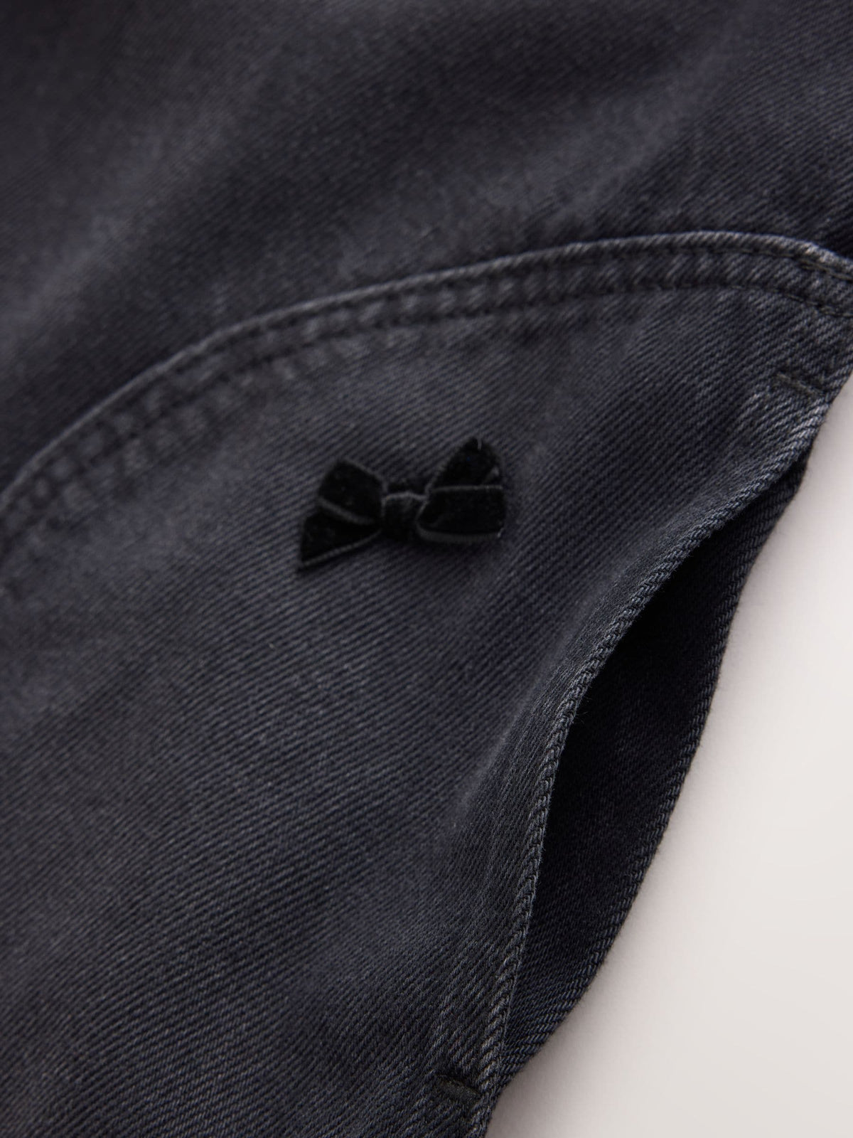 Charcoal Grey Velvet Bow Dungarees (3-16yrs) - image 7