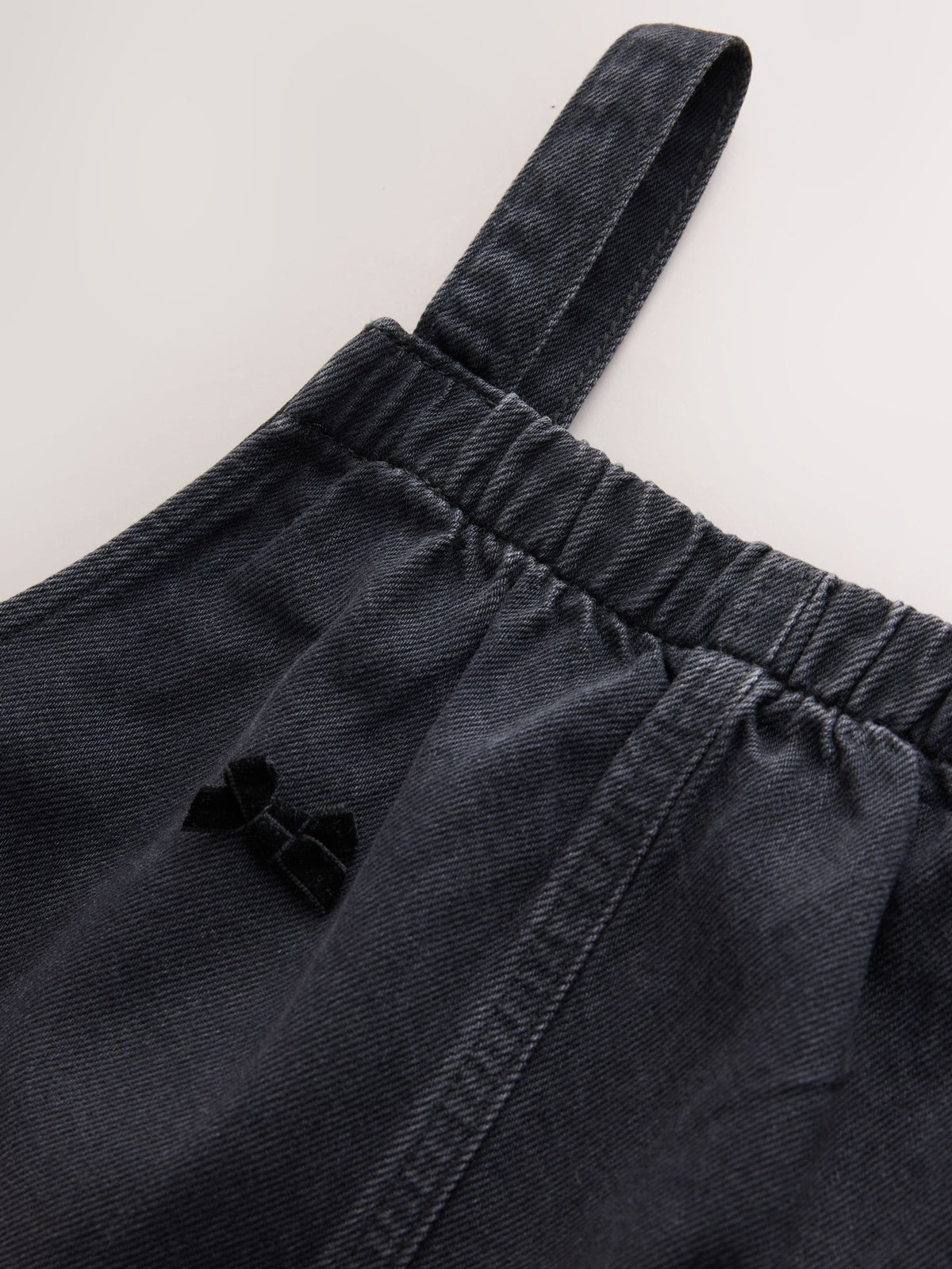 Charcoal Grey Velvet Bow Dungarees (3-16yrs) - image 8