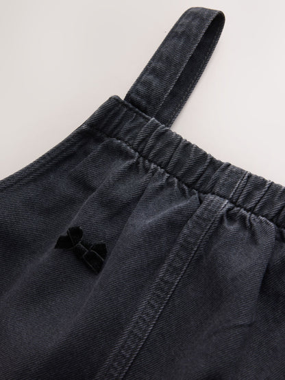 Charcoal Grey Velvet Bow Dungarees (3-16yrs) - image 8