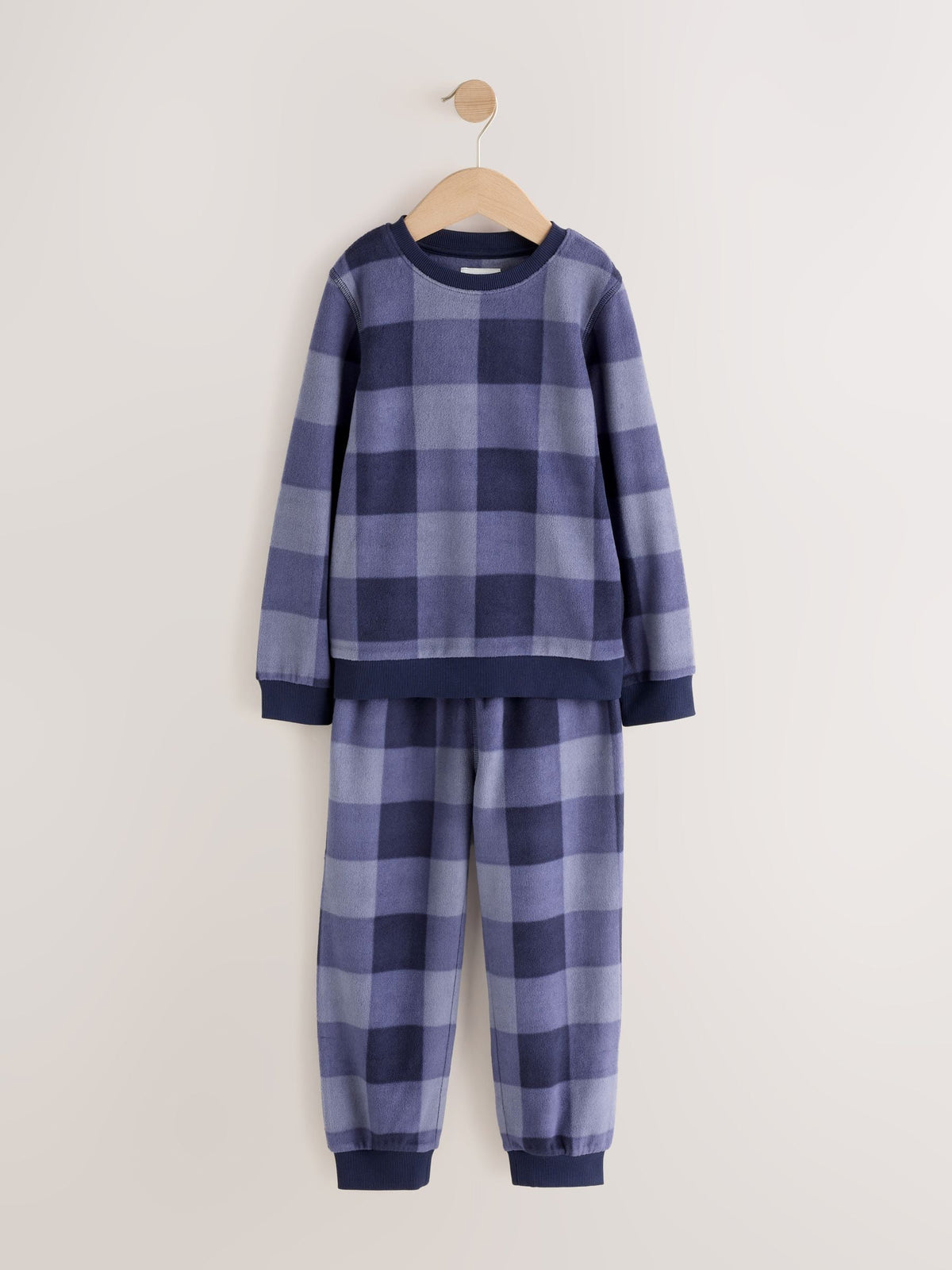 Blue Check Cosy Fleece Pyjamas Set (3-16yrs) - image 1
