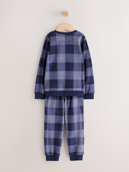 Blue Check Cosy Fleece Pyjamas Set (3-16yrs) - image 2