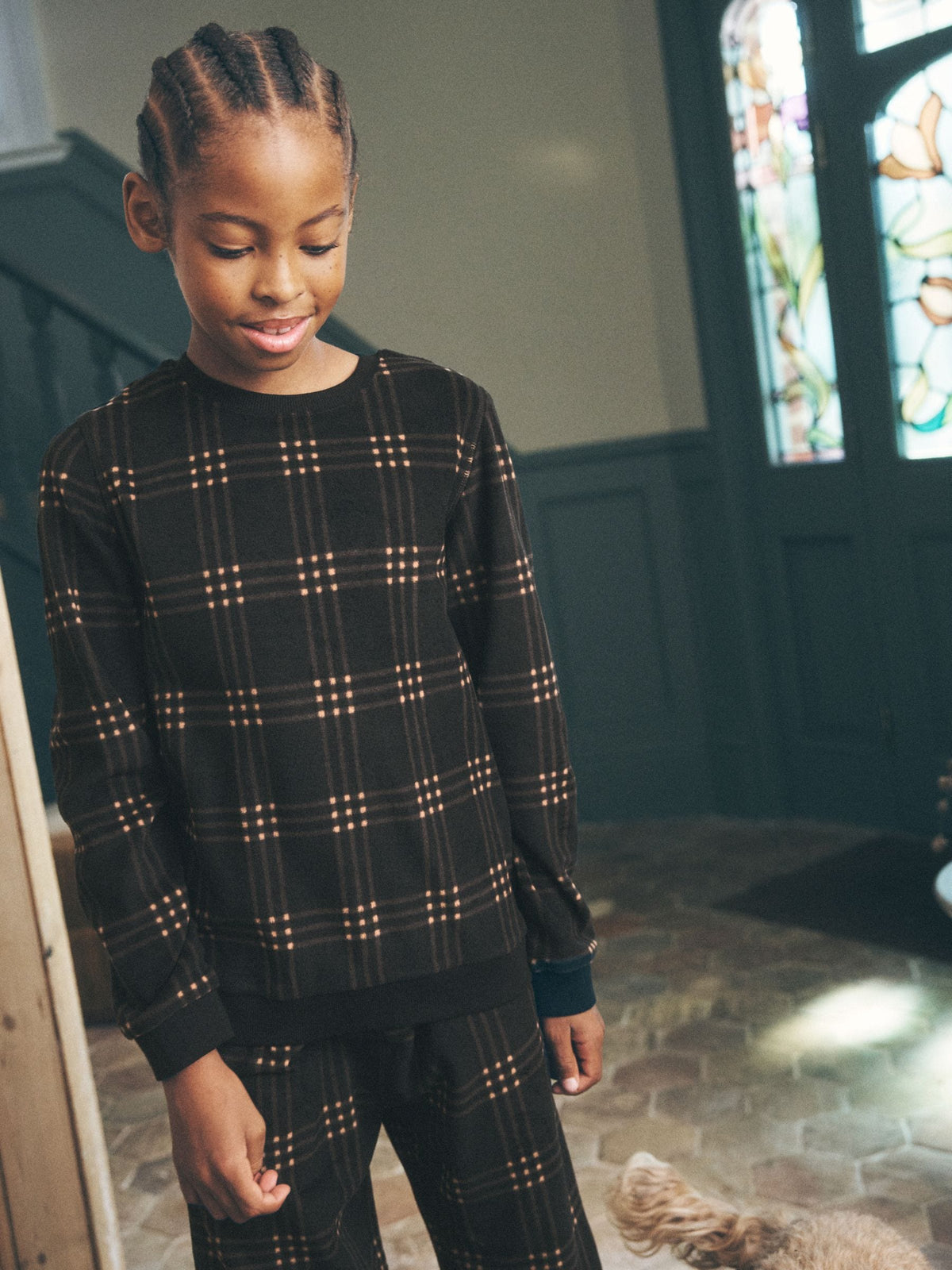 Black/Neutral Check Cosy Fleece Pyjamas Set (3-16yrs) - image 2