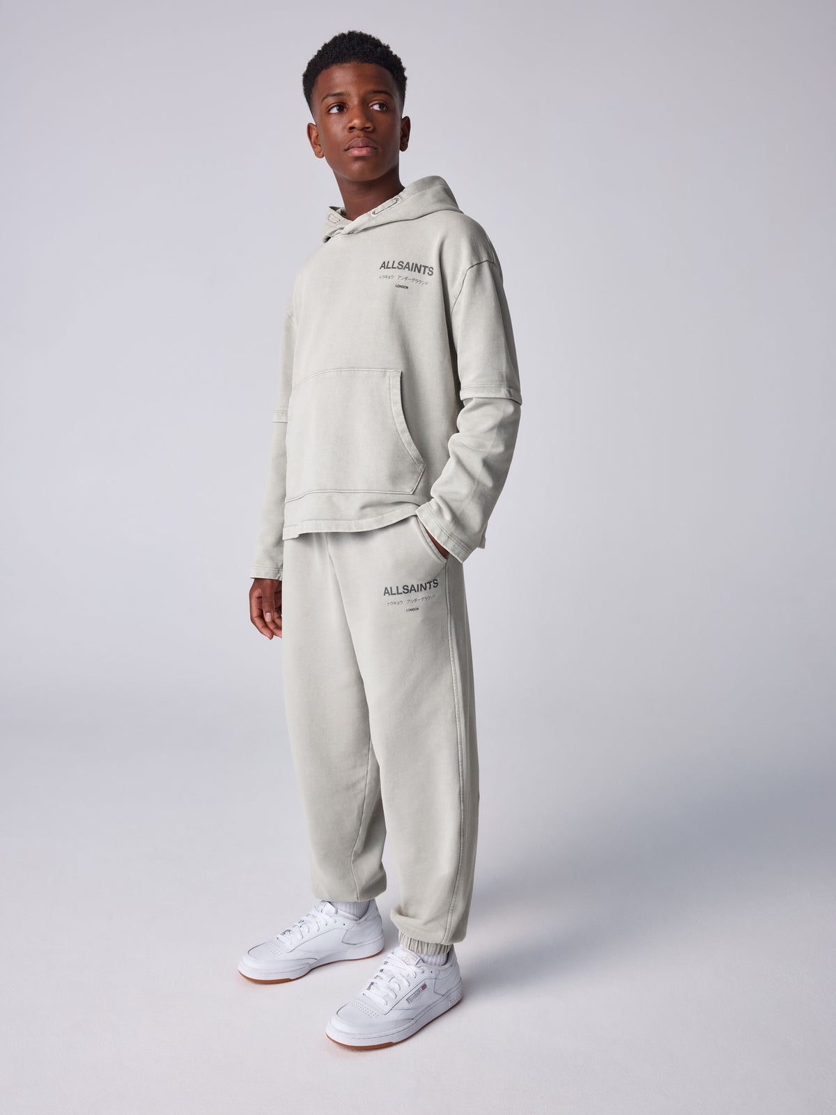 smALLSAINTS Grey Undergound Mock Hoodie and Joggers Set - image 1