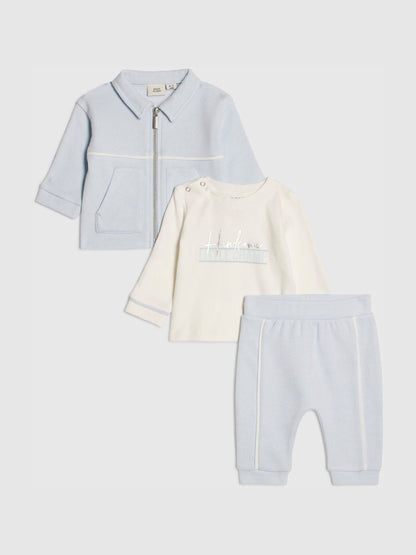 Dsiney Kidz - River Island Blue Jacquard Shacket & Joggers Set 3 Piece image 1