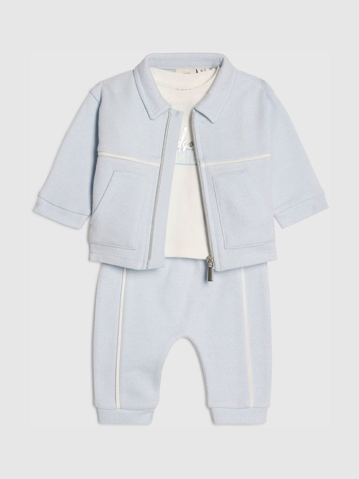 Dsiney Kidz - River Island Blue Jacquard Shacket & Joggers Set 3 Piece image 3