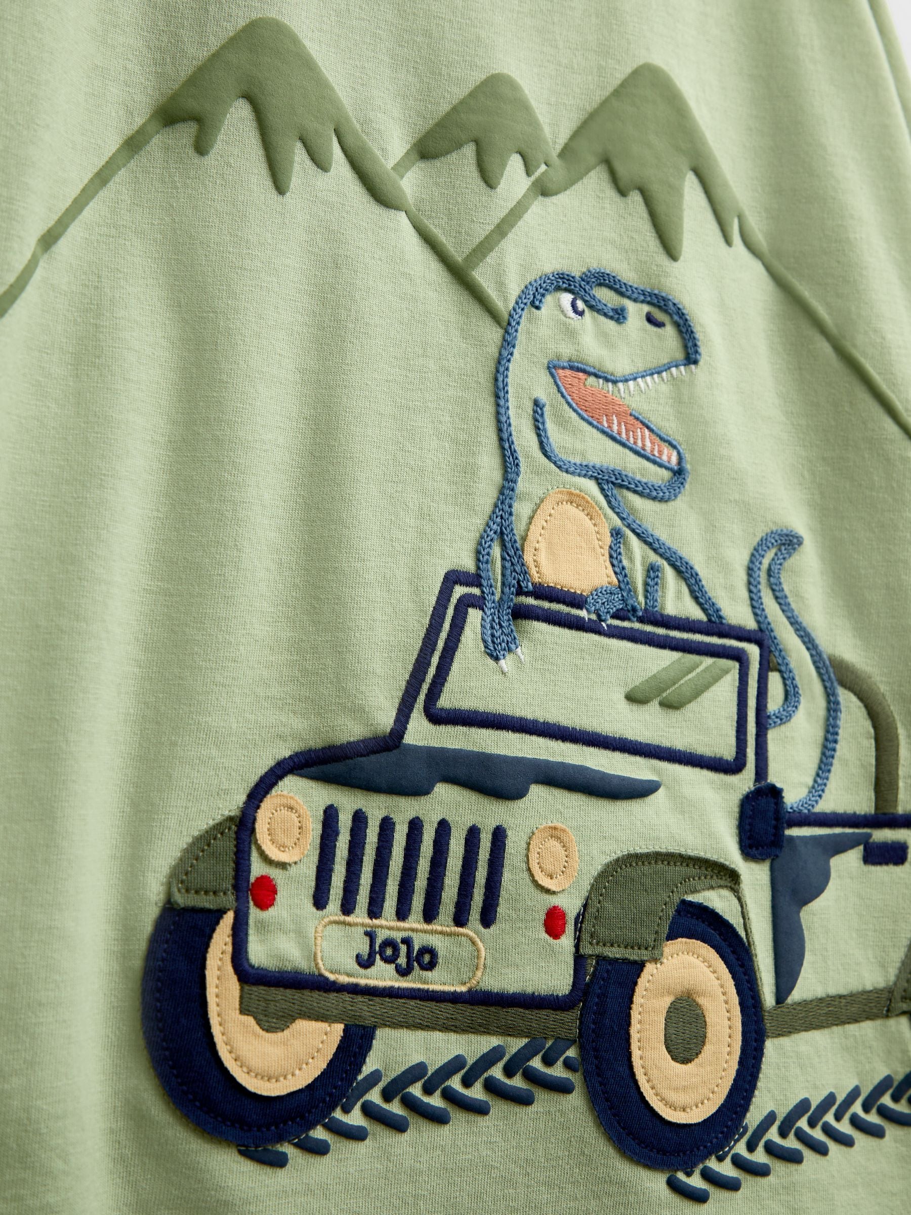 Dsiney Kidz - Jojo Maman Bébé Khaki Green Dino Appliqué Top image 5