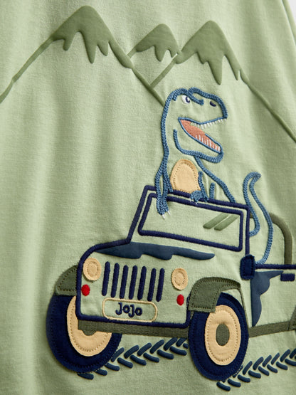 Dsiney Kidz - Jojo Maman Bébé Khaki Green Dino Appliqué Top image 5