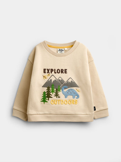 Dsiney Kidz - JoJo Maman Bébé Natural Dino Slogan Sweatshirt image 1