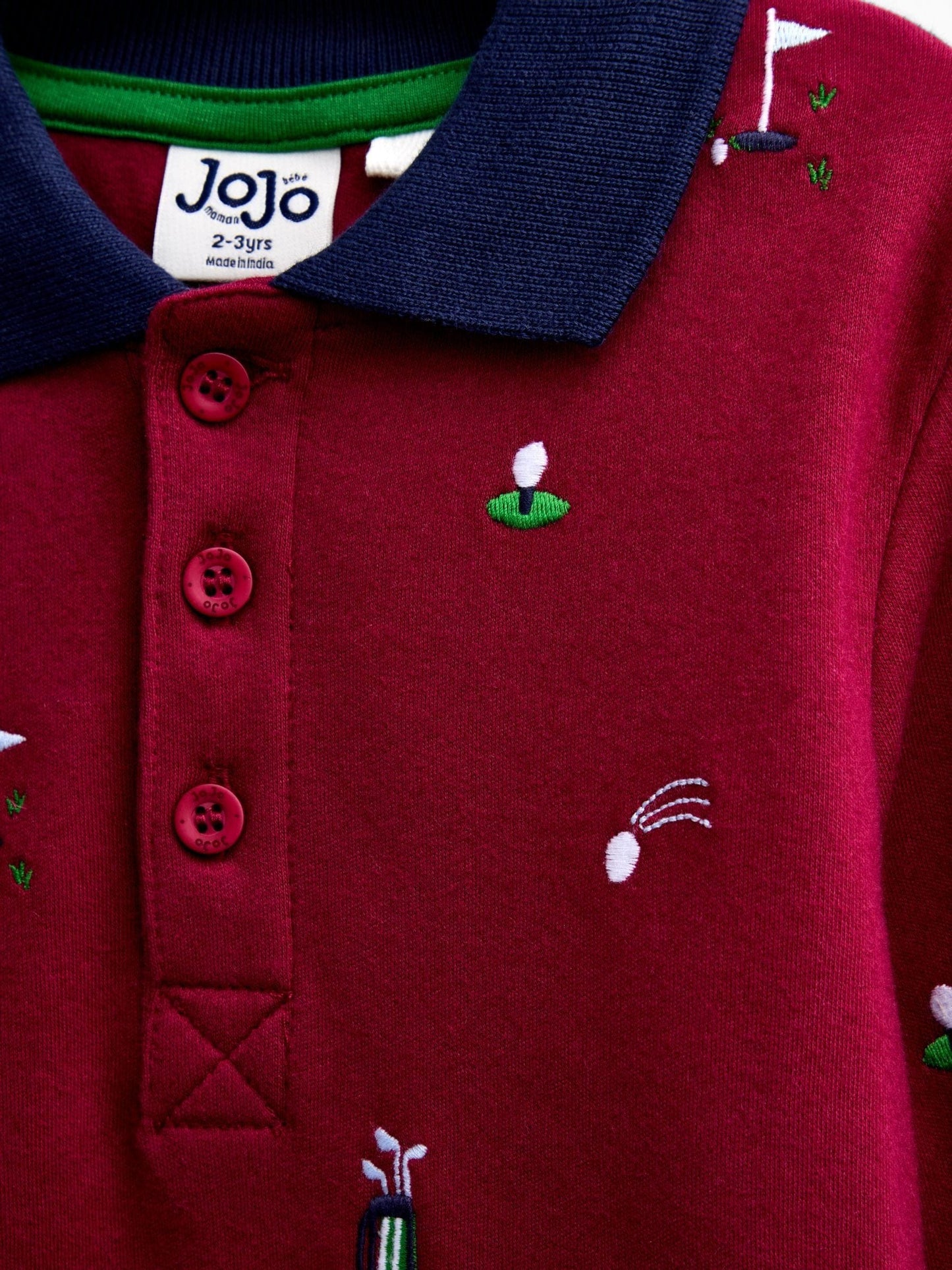 Dsiney Kidz - JoJo Maman Bébé Red Golf Embroidered Polo Shirt image 3