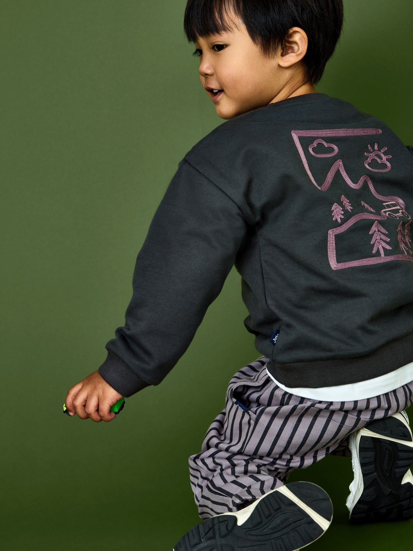 Dsiney Kidz - Jojo Maman Bébé Grey Marl Jeep 2-Piece Sweatshirt & Stripe Jogger Set image 2