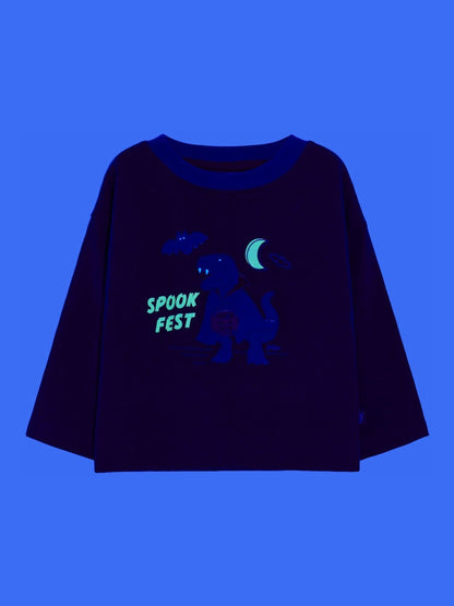 Dsiney Kidz - Jojo Maman Bébé Navy Blue Halloween Glow In The Dark Top image 2