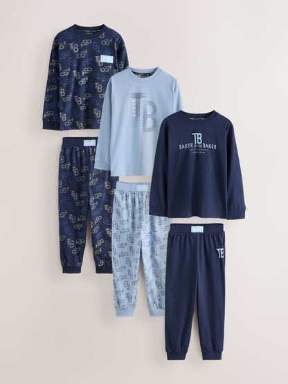 Baker by Ted Baker Blue/Navy 3 Pack Long Sleeve Pyjamas - image 1