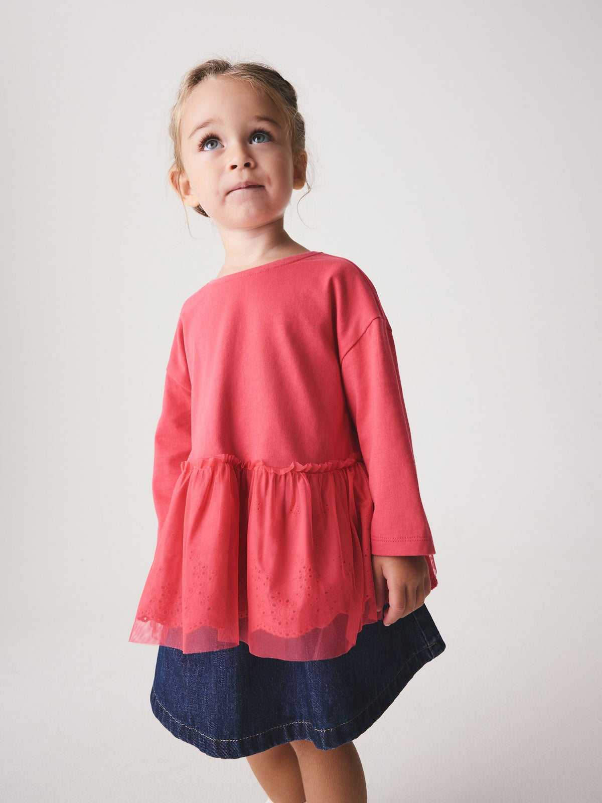 Pink Long Sleeve Mesh Hem Top (3mths-7yrs) - image 2