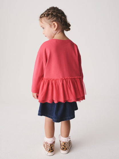 Pink Long Sleeve Mesh Hem Top (3mths-7yrs) - image 3