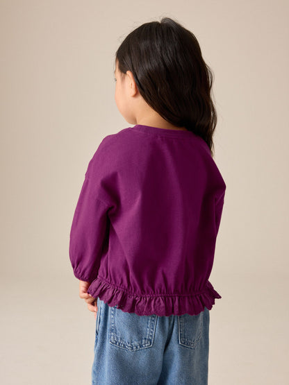 Burgundy Long Sleeve Broderie Hem Top (3mths-7yrs) - image 3