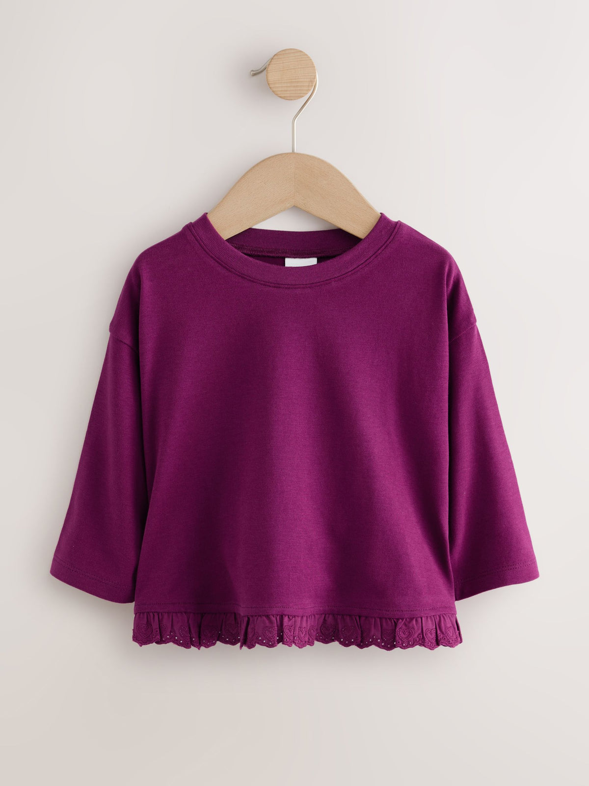 Burgundy Long Sleeve Broderie Hem Top (3mths-7yrs) - image 5