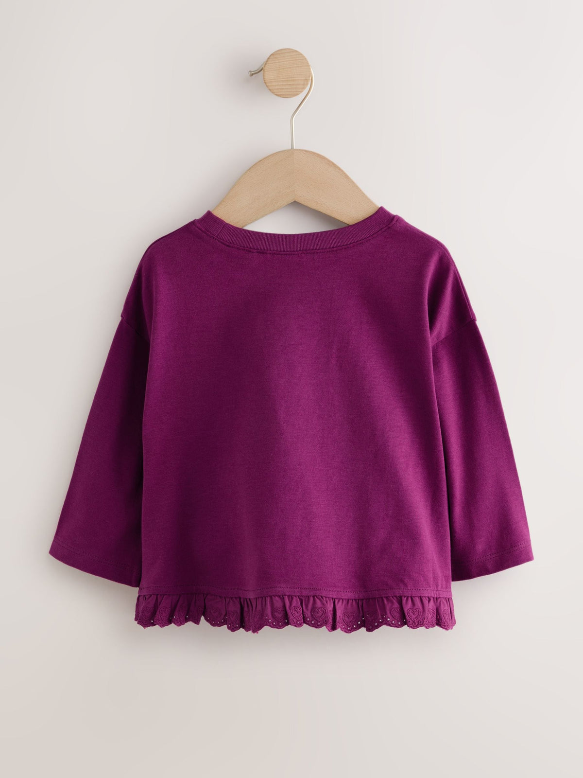 Burgundy Long Sleeve Broderie Hem Top (3mths-7yrs) - image 6