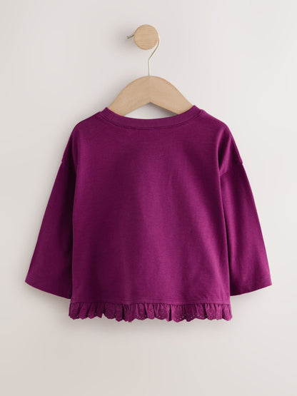 Burgundy Long Sleeve Broderie Hem Top (3mths-7yrs) - image 6