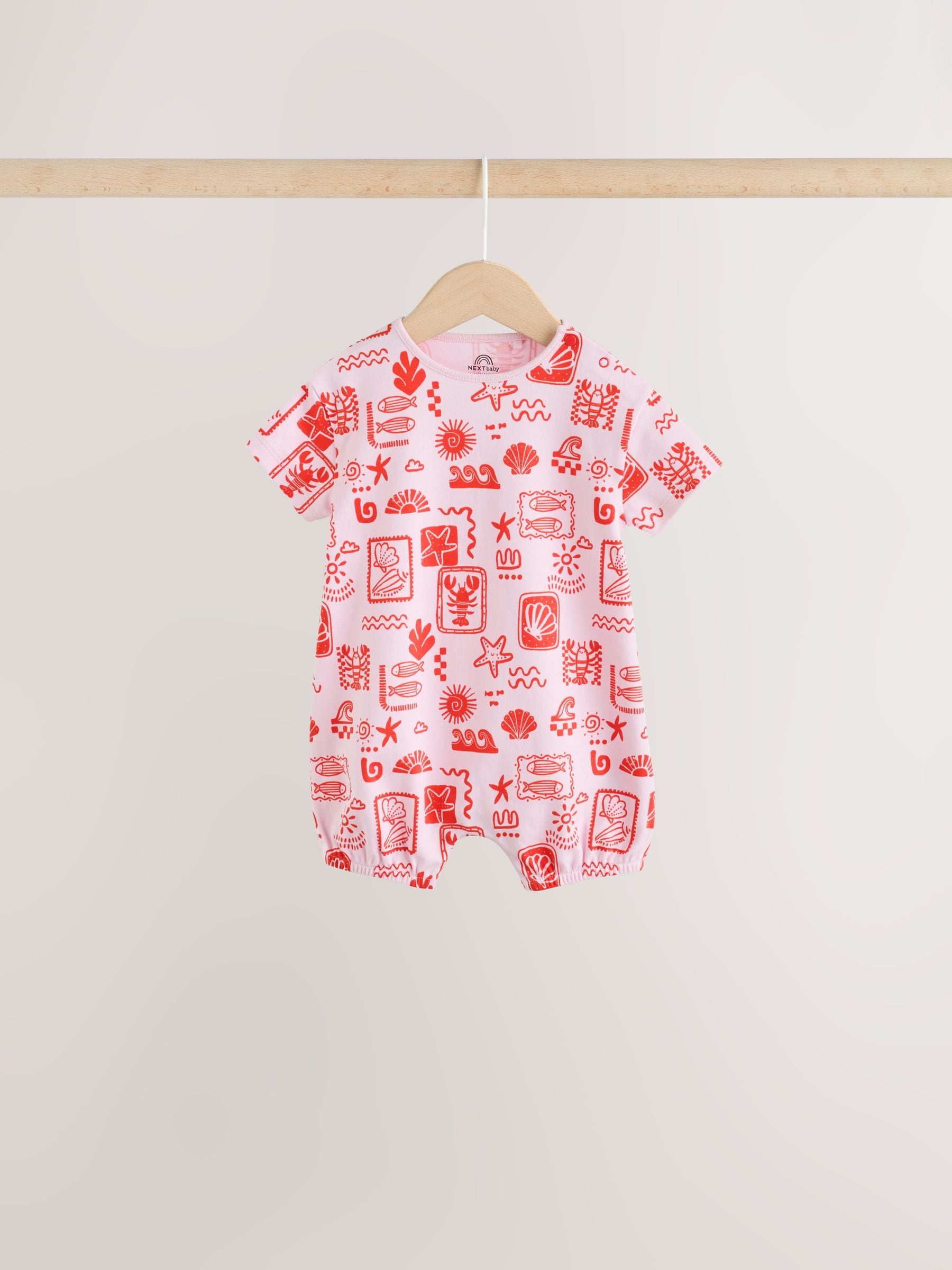 Pink and Red Lobster Printed T-Shirt Baby Romper image 3