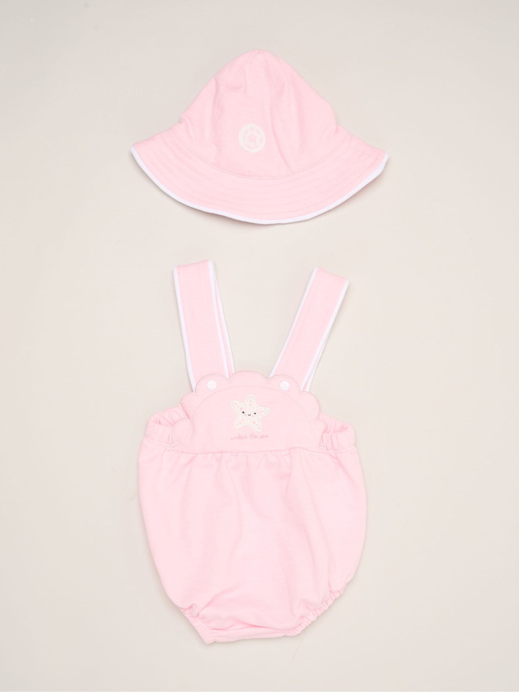 Rock-A-Bye Baby Boutique Pink Star Romper and Hat Outfit Set image 1