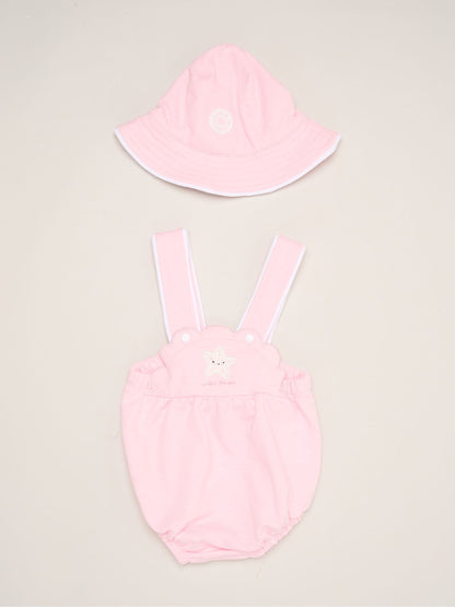 Rock-A-Bye Baby Boutique Pink Star Romper and Hat Outfit Set image 1