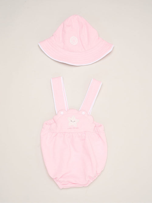 Rock-A-Bye Baby Boutique Pink Star Romper and Hat Outfit Set image 1