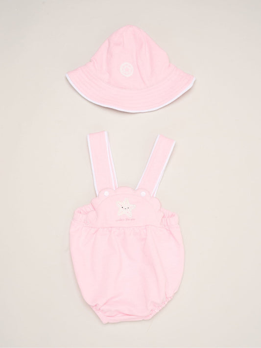 Rock-A-Bye Baby Boutique Pink Star Romper and Hat Outfit Set image 1