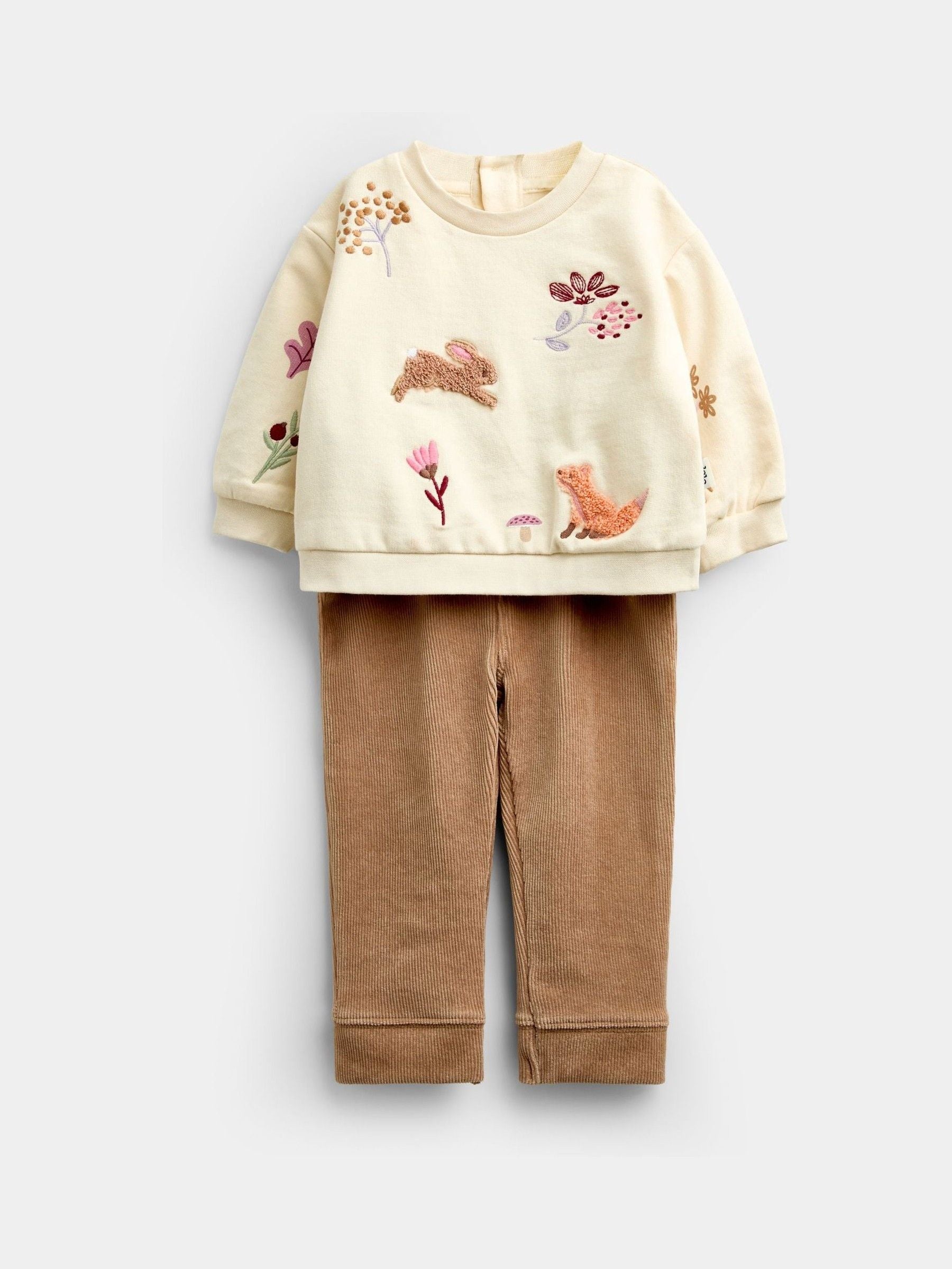 Dsiney Kidz - JoJo Maman Bébé Cream Woodland Sweatshirt & Leggings Set image 1