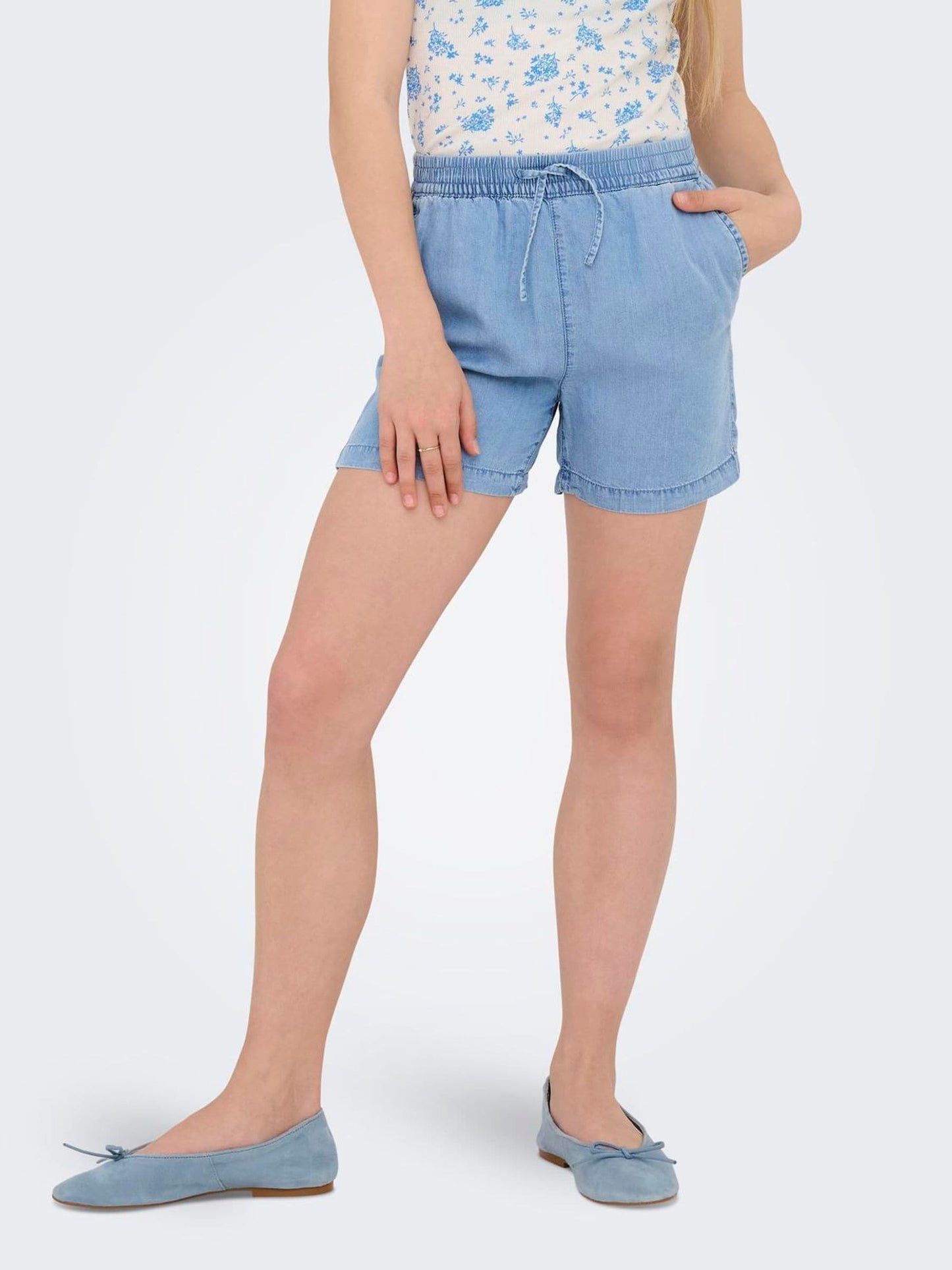 Dsiney Kidz - ONLY KIDS Blue Drawstring Supersoft Chambray Denim Shorts image 1