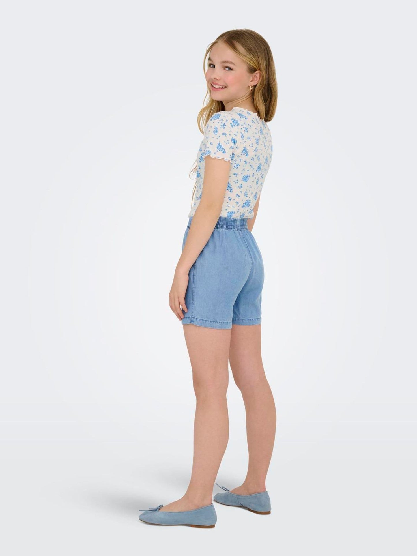 Dsiney Kidz - ONLY KIDS Blue Drawstring Supersoft Chambray Denim Shorts image 2