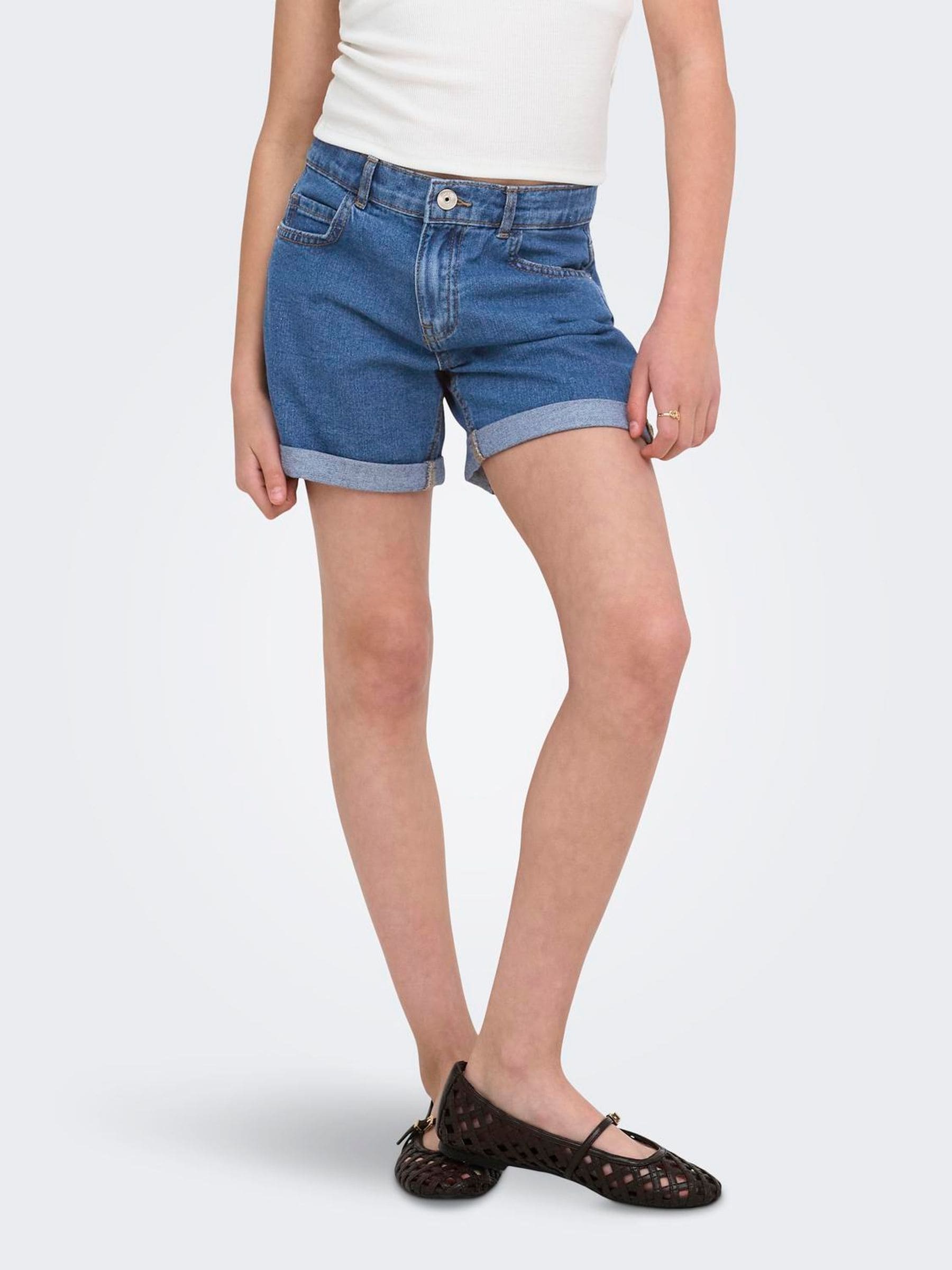 Dsiney Kidz - ONLY KIDS Blue Regular Waist Mom Fit Denim Shorts image 3