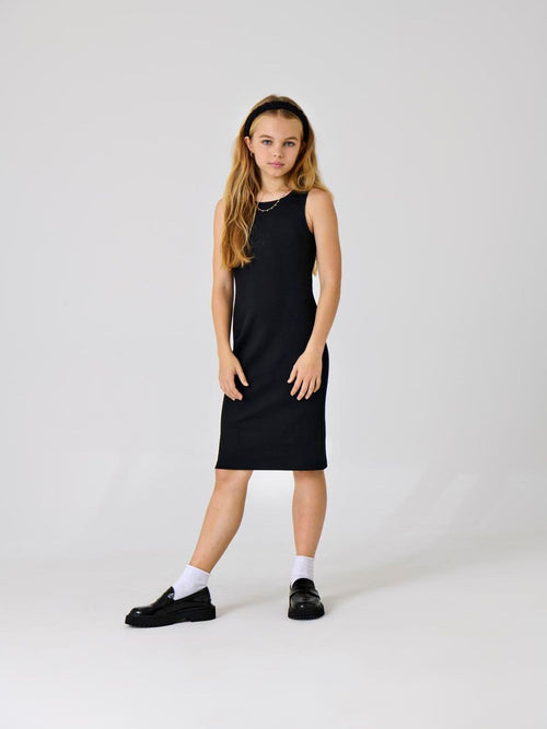 Dsiney Kidz - ONLY KIDS Black Ribbed Jersey Midi Dress image 1