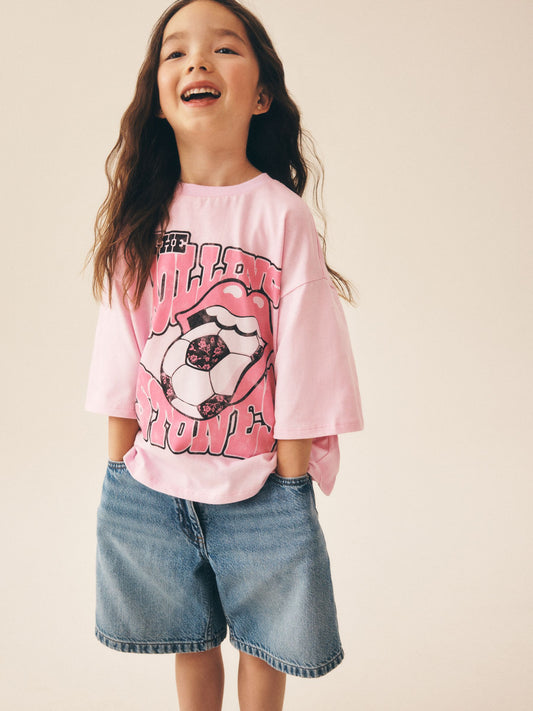 Dsiney Kidz - Pink Football The Rolling Stones Band T-Shirt (3-16yrs) image 1