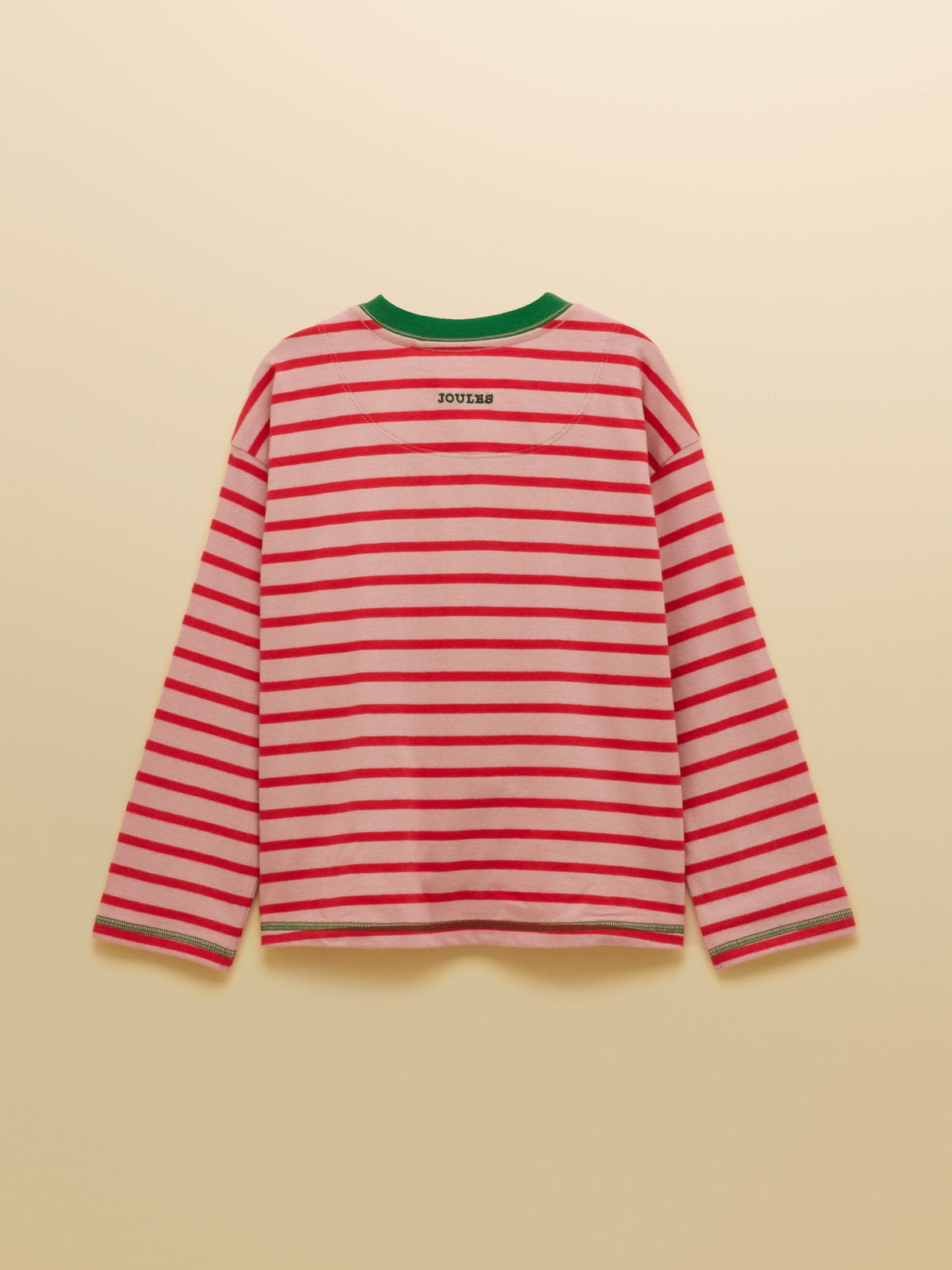 Joules Girls' Mila Red & Pink Long Sleeve Stripe Boxy Top - image 2