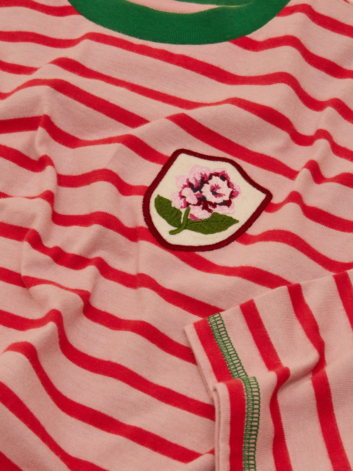 Joules Girls' Mila Red & Pink Long Sleeve Stripe Boxy Top - image 3