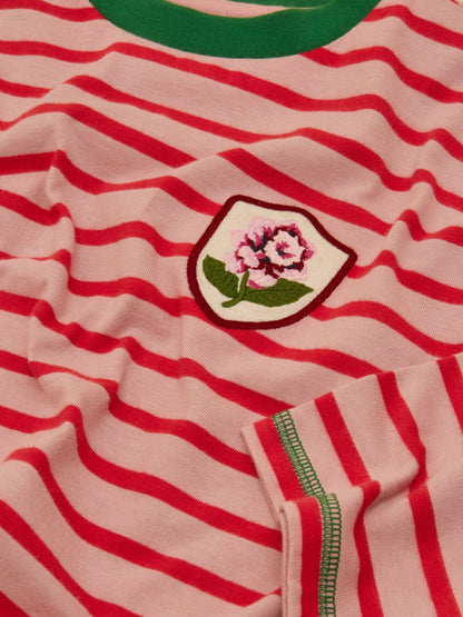 Joules Girls' Mila Red & Pink Long Sleeve Stripe Boxy Top - image 3