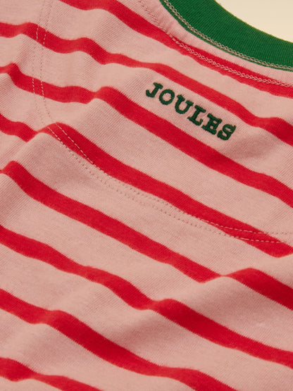 Joules Girls' Mila Red & Pink Long Sleeve Stripe Boxy Top - image 4
