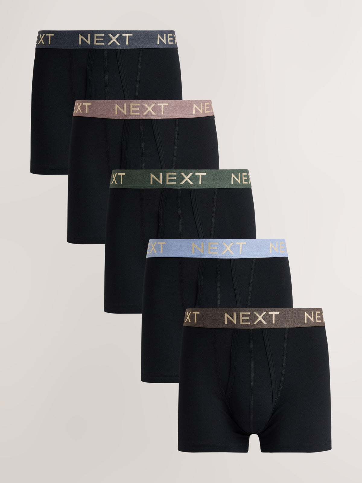 Dsiney Kidz - Black Pastel Marl Waistbands 5 Pack A-Front Cotton Rich Boxers image 1