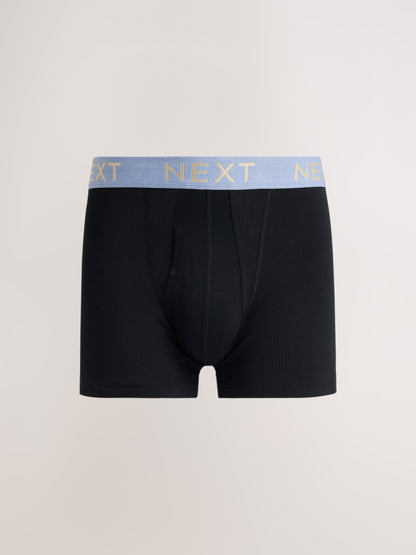 Dsiney Kidz - Black Pastel Marl Waistbands 5 Pack A-Front Cotton Rich Boxers image 5