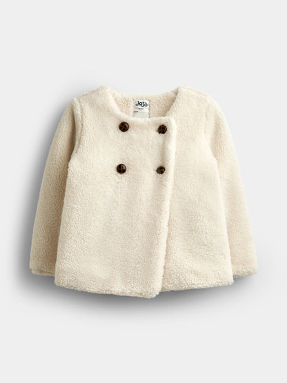 JoJo Maman Bébé Cream Double Breasted Borg Cape Jacket - image 1