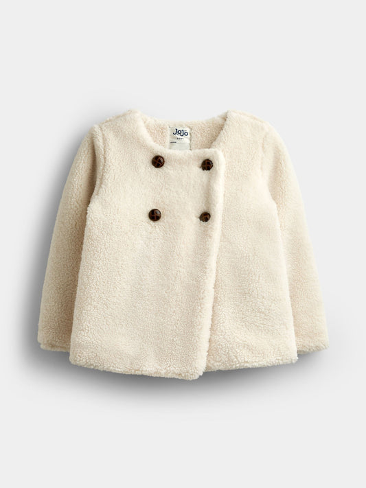 JoJo Maman Bébé Cream Double Breasted Borg Cape Jacket - image 1